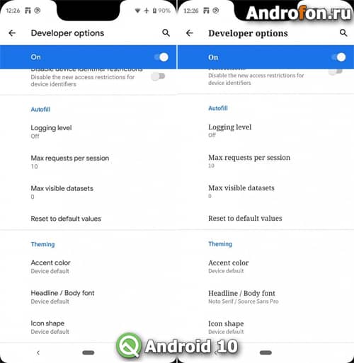 Новые шрифты в Android 10.
