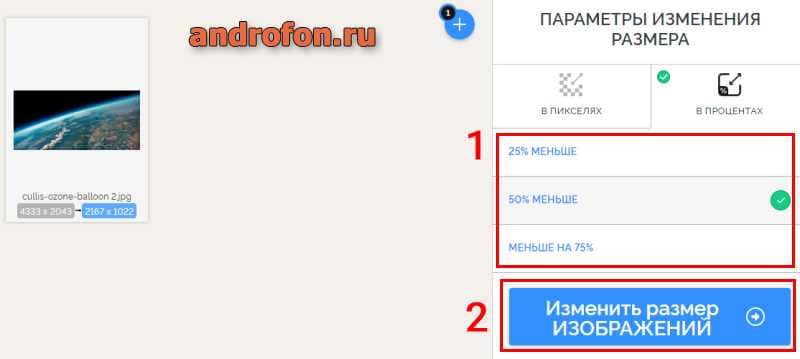 Установка размеров в процентах.