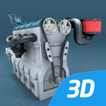 Четырёхтактный двигатель Отто, интерактивное 3D ВР logo