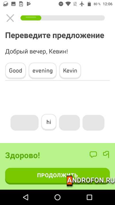 Приложение для изучения иностранных языков Duolingo.