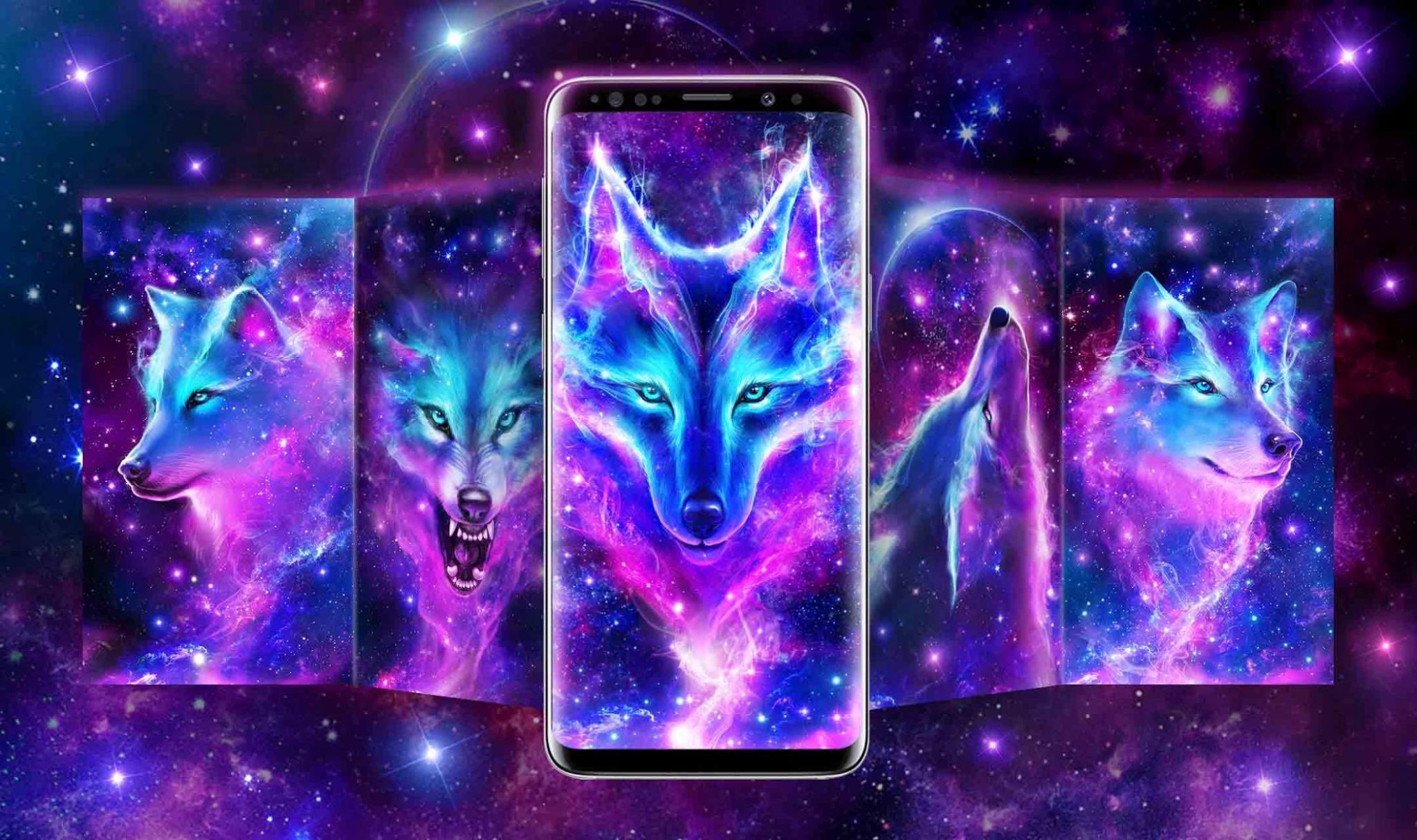 Обои на телефон андроид космические - волки красивые